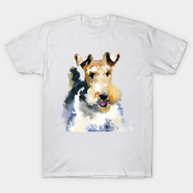 Wire Fox Terrier Watercolor - Dog Lover Gifts T-Shirt by Edd Paint Something